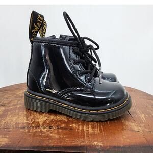 Toddler Doc Dr. Martens Black Patent Leather Boots Size US 5 1460